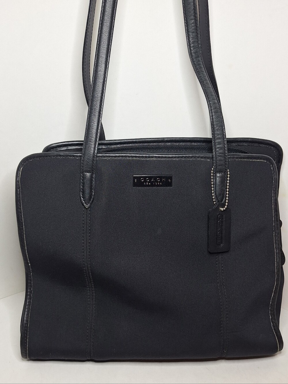 Vintage Coach Neo Nylon and Leather Shoulder Bag Logo 6206 Black Sleek Classic